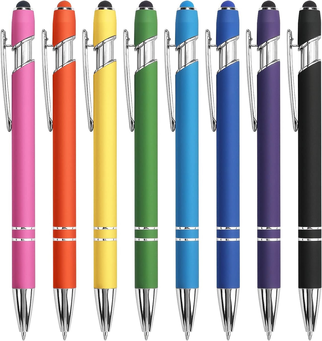 8 Pack Ballpoint Pen 2-in-1 Stylus Retractable with 8 