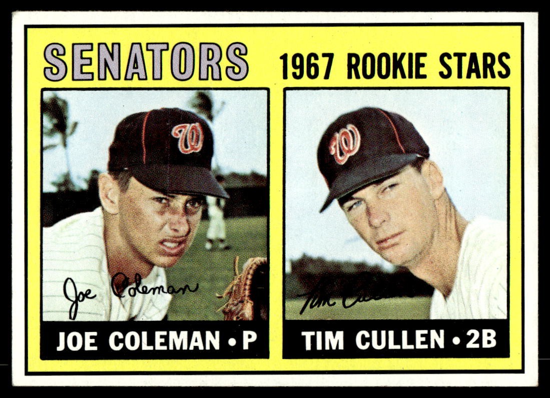 1967 Topps #167 Senators 1967 Rookie Stars Joe Coleman/Tim Cullen NR-MINT