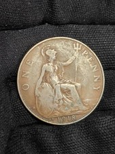 1918 KN King George v British 1d Coin Penny #2