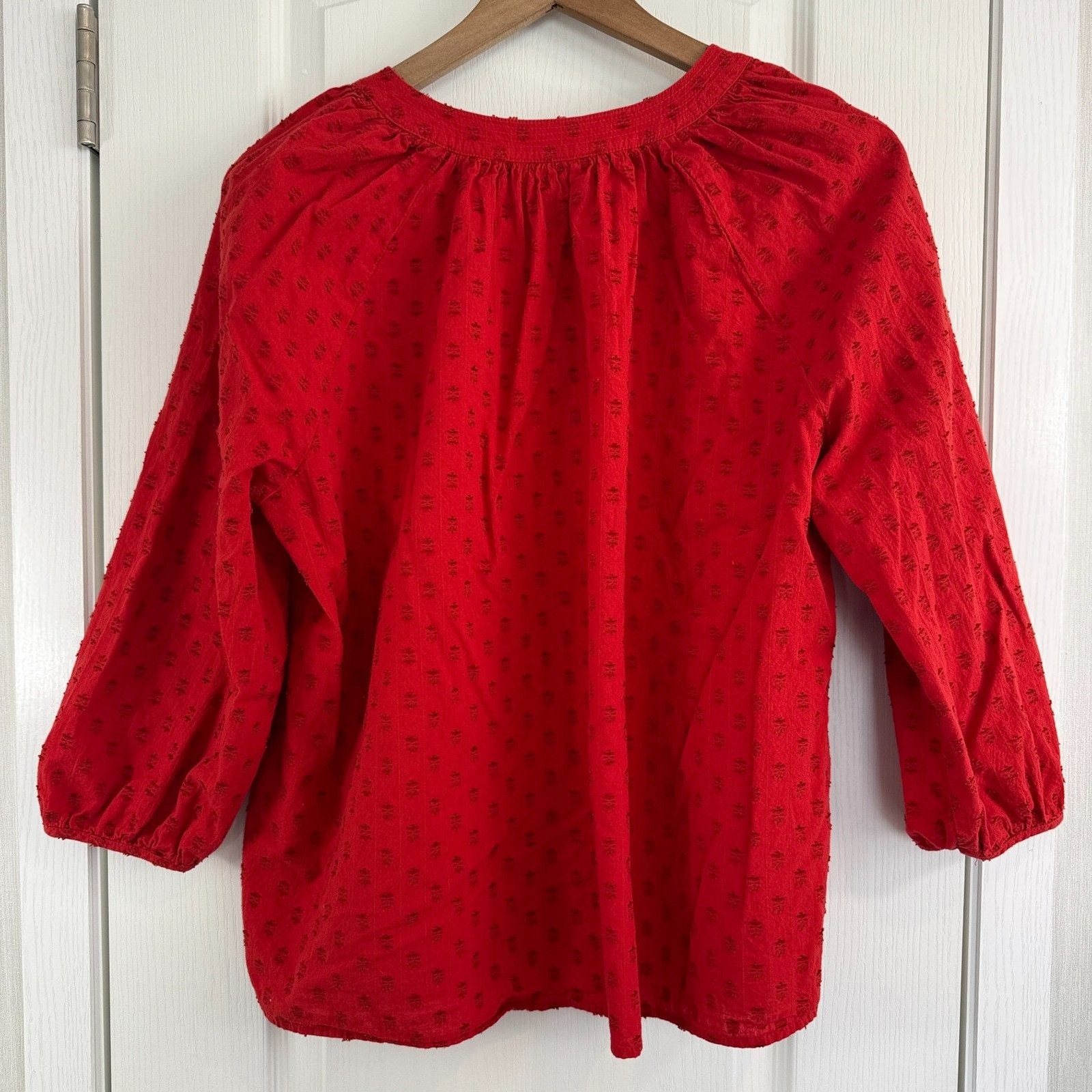 Universal Thread Red Textured Peasant Blouse Top … - image 3