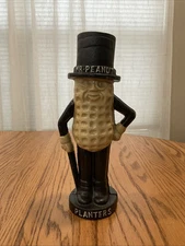 Mr. Peanut Cast Iron Piggy Bank Planters Metal Patina 10.5 Inches 5.5 Lbs
