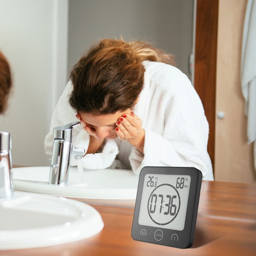 Digital Duschuhr LCD Wanduhr mit Thermometer Hygrometer Sauna Dusche Wasserdicht - Bild 12 von 24