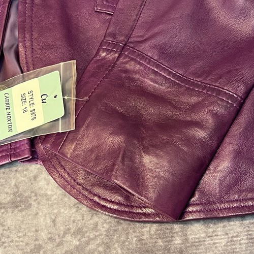 Carrie Hoxton Purple Leather Military Jacket “Valor” Style 8976 Sz 18 UK (14 US) - Picture 10 of 18