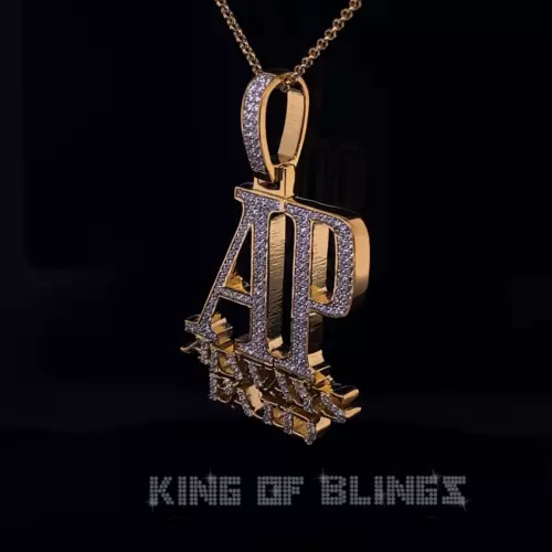 Yellow 925 Sterling Silver "AP" Letter Necklace Pendant 2.61ct Cubic Zirconia - Video 1 of 1