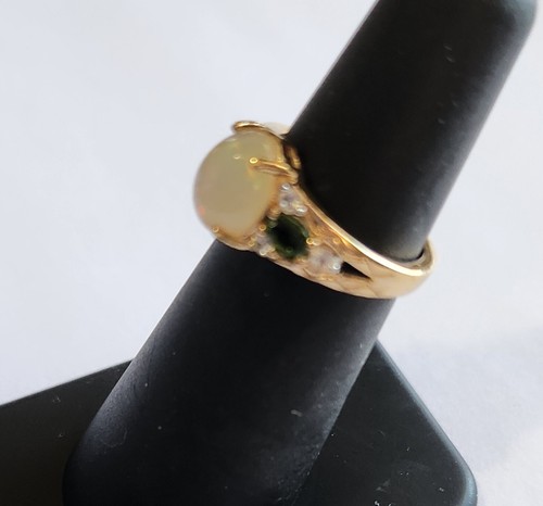 Welo Opal & Diopside 14kt Gold Over Silver Ring- Size 5 - Picture 5 of 5