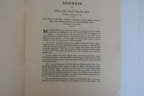 Vintage 1936 Albany NY 250th Charter Year Dinner Speech John Boyd Thatcher - Picture 5 of 7