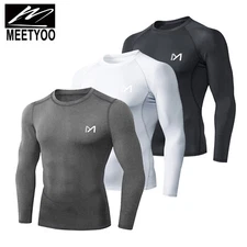3 Pack Mens Long Sleeve Compression Shirts Base Layer workout Running Shirts Set