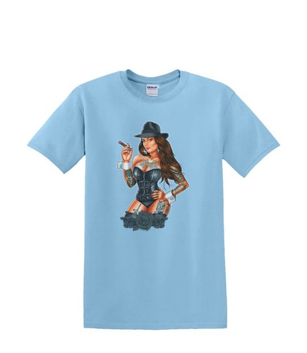 Camiseta S a 2XL 3XL - GÁNGSTER GIRL cigarro pinup sexy divertido humor adulto - Imagen 10 de 72