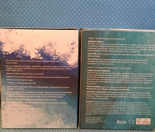2- YUNI Beauty Shower Sheets 12 Count Each Plus 1- No Rinse Body Cleanser. - Picture 6 of 7