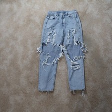 American Eagle Mom Jean Womens 6 High Rise Blue Denim Ripped