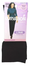 Curvation Curvaceous 1 Comfort Top Black  Wide Calf  Opaque Trouser Socks 3514