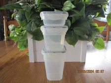Lock & Lock 3 Piece Square Stacking/Nesting Set 8oz 16oz 24oz Clear Lid NEW
