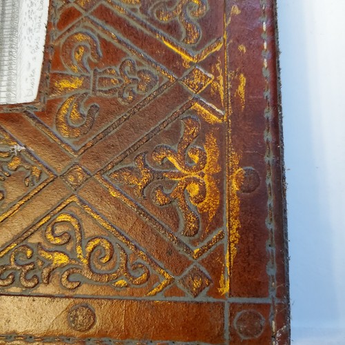 Vintage Tooled Leather Warm Brown Picture Frame 11.5” X 9.5" Fits 5” X 7” Photo. - Picture 8 of 10