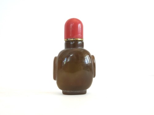 Antike chinesische Schnupftabakflasche mit Achat und Korallendeckel - Bild 3 von 8