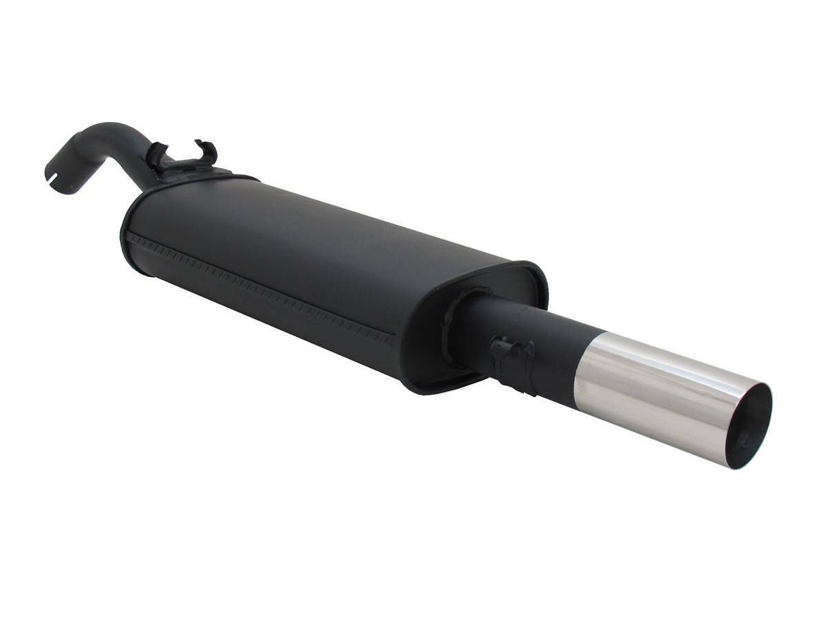 Silencieux pot échappement Golf 2 sortie ronde 76mm en acier traité anticorrosion