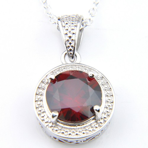 60% Off Best Price 5 Pieces Round Natural Red Garnet Silver Necklace Pendants - Picture 9 of 10