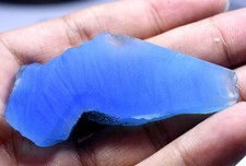 Untreated 92.45 Ct Natural Chalcedony Deep - Blue Translucent Superb Rough Slab
