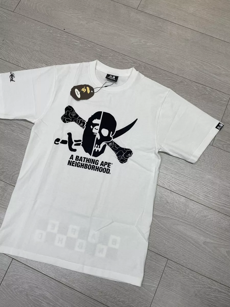 A Bathing Ape x Neighborhood Tshirts White | Size Small S | BAPE x NBHD  Skull