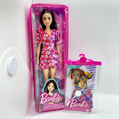 Barbie Fashionista Doll #177 Long Black Hair/Brown Eyes +Outfit