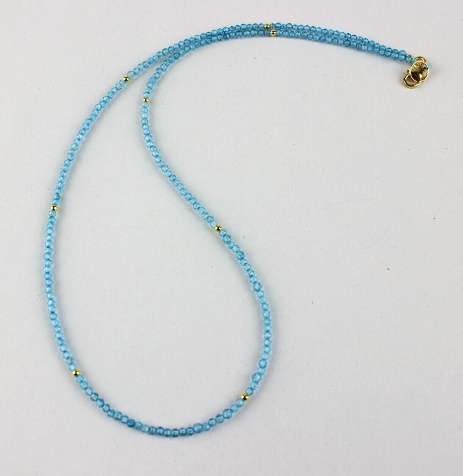 Collana Di Topazio Blu Facettato 45,5 Cm Lunga - Immagine 3 di 3