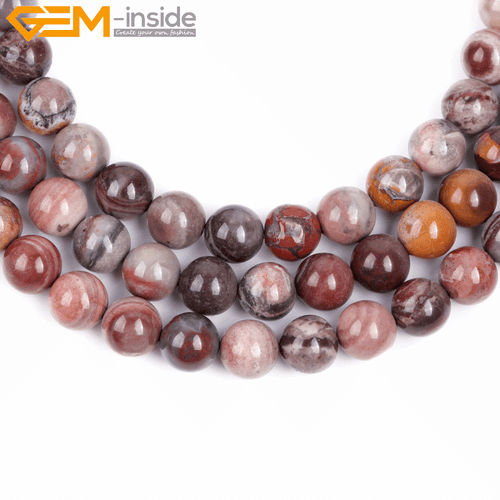 Round Natural Dark Red Fancy Fantasy Jasper Beads for Jewelry Making Strand 15" - Picture 9 of 25