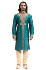 itailorman Indian Ethnic Design Green Kurta Churidar for Men 2pc