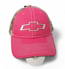 Realtree Ladies Pink Camo Chevrolet Logo Adjustable Hat-Outdoor Casual Wear Cap