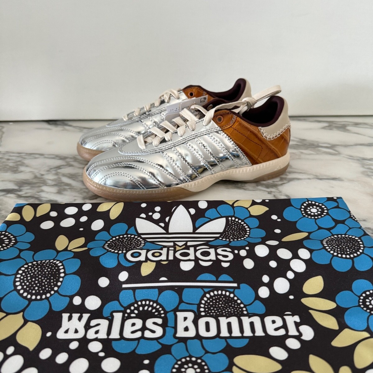 Adidas Originals Edition WALES BONNER Silver & Brown MN Samba Sneakers SZ US 7 Adidas Originals Edition WALES BONNER Silver & Brown MN  main image 3
