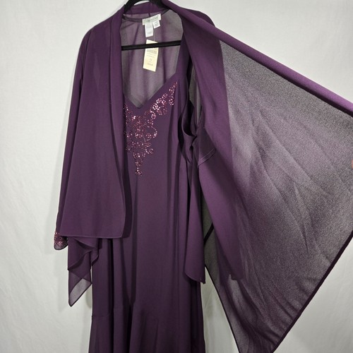 USA Vintage COLDWATER CREEK Asymmetrical WINE 2-PC SET Cardigan &Dress Size 24W - Picture 5 of 24