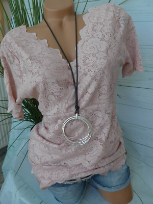 Ashley Brooke Shirt Bluse Gr. 36 bis 40 Rose Ton mit Spitze (1167) Lagen NEU