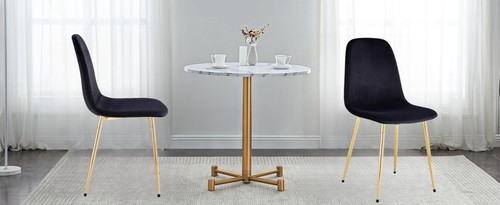 Metal Leg Backrest Breathable Velvet Soft Upholstered Kitchen Dining Chair Set - Picture 4 of 23
