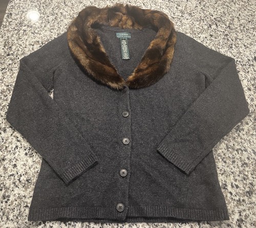 Ralph Lauren Sweater Merino Wool Cashmere Rabbit Hair Collar Sz M | eBay