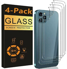 4 Pack Back Screen Protector Back Glass For iPhone 17 16e 16 15 14 13 12 Pro Max
