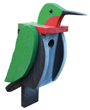 The Woodpecker Family Amish Handcrafted Birdhouse - HUMMINGBIRD