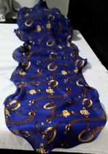 POLO RALPH LAUREN WOMEN'S 100 SILK EQUESTRIAN BLUE/GOLD SCARF 60"L X17" W NWT