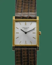 Vintage 1960's PATEK PHILIPPE 18K Gold Men's GONDOLO Rectangular Watch Ref.3519
