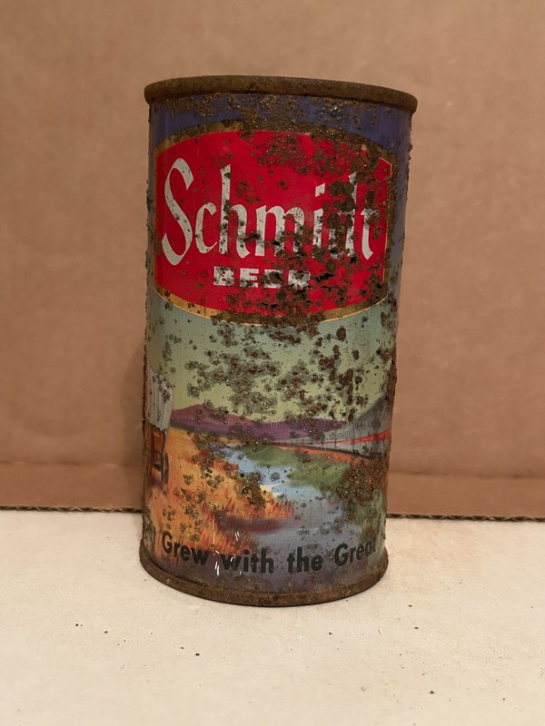 Schmidt Beer Flat Top Can, Wagon/Train, Pfeiffer dba Jacob Schmidt, St Paul, MN