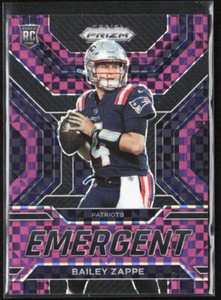 2022 Panini Prizm Bailey Zappe Emergent Purple Power Rookie /49 #E-4 Patriots