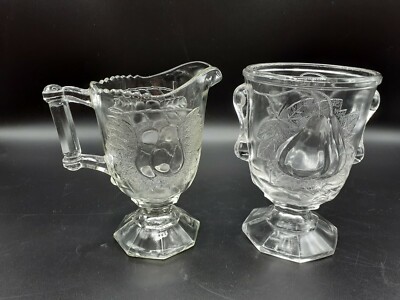Vintage Jeanette Glass Baltimore Pear, Set Of Creamer & Sugar Set