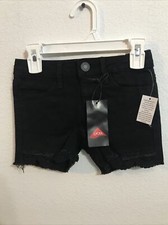 SO Girl's Denim Crochet Frayed Hem Shortie Black Size 5 Ret 24 APO-124-5 