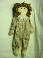 Vintage Handmade Rag Doll with Wood Block Torso