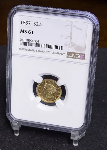 1857 $2.50 Liberty Head Gold Quarter Eagle - NGC MS61 (#43325)