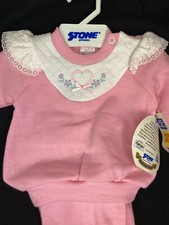 Vintage 1983 Toddler Girls STONE Apparel Pink 2 Piece Outfit Size 9 Months NEW