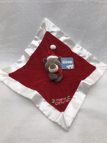 GUND Baby Merry Christmas Teddy Bear Lovey Plush Security Blanket Red White NEW - Picture 4 of 7