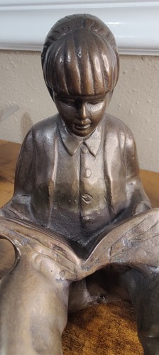 RARE VINTAGE GARY PRICE 1958 Young boy and Girl "Storytime" Bronze Sculptures - Picture 4 of 20