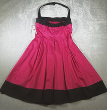 Vtg Y2K London Times Party Dress Sz10 Halter 50s PinUp Pockets Rockabilly Swing