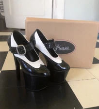 Pleaser Wingtip Tuxedo Stilettos: size 6