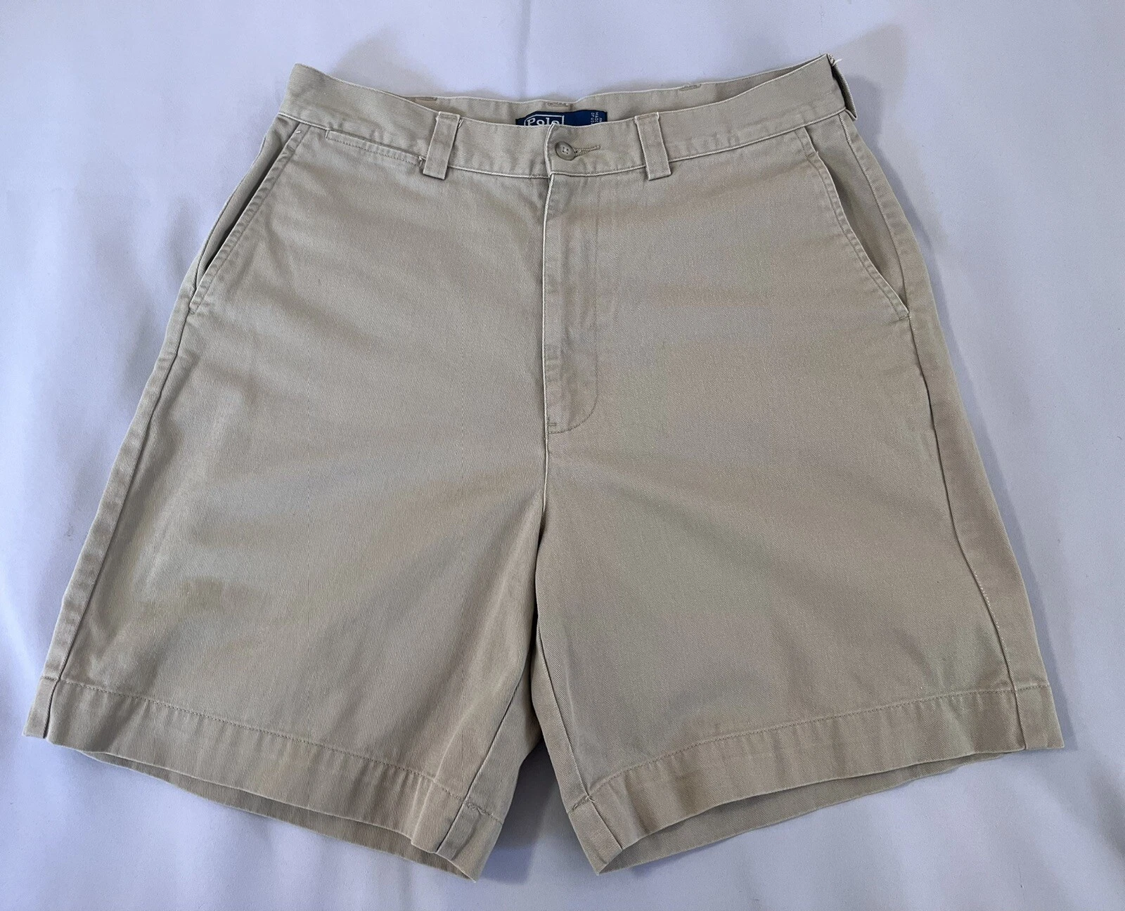 Polo Ralph Lauren Chino Shorts Mens 34 Beige Prospect 9 inch inseam Flat Front