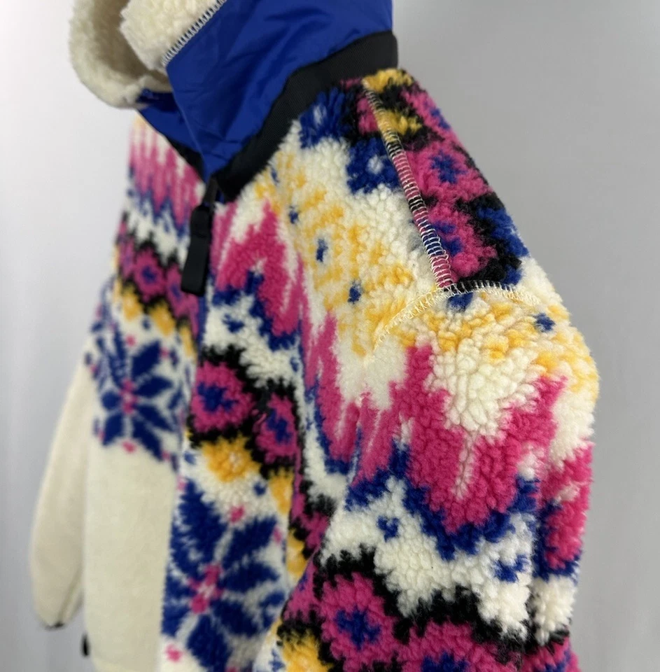 Polo Ralph Lauren Sherpa Fleece Ski Zip Jacket Womens Large Multicolor Fair Isle - Image 3 of 4