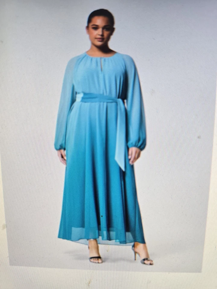 Vestido Marina Rinaldi Persona Georgette Agua Talla 31 (22 EE. UU.) Venta Marina Rinald Foto 2 de 4